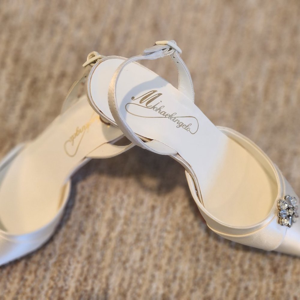 Michaelangelo - Womens Ivory Bridal Satin Shoe - New - Picture 4 of 12